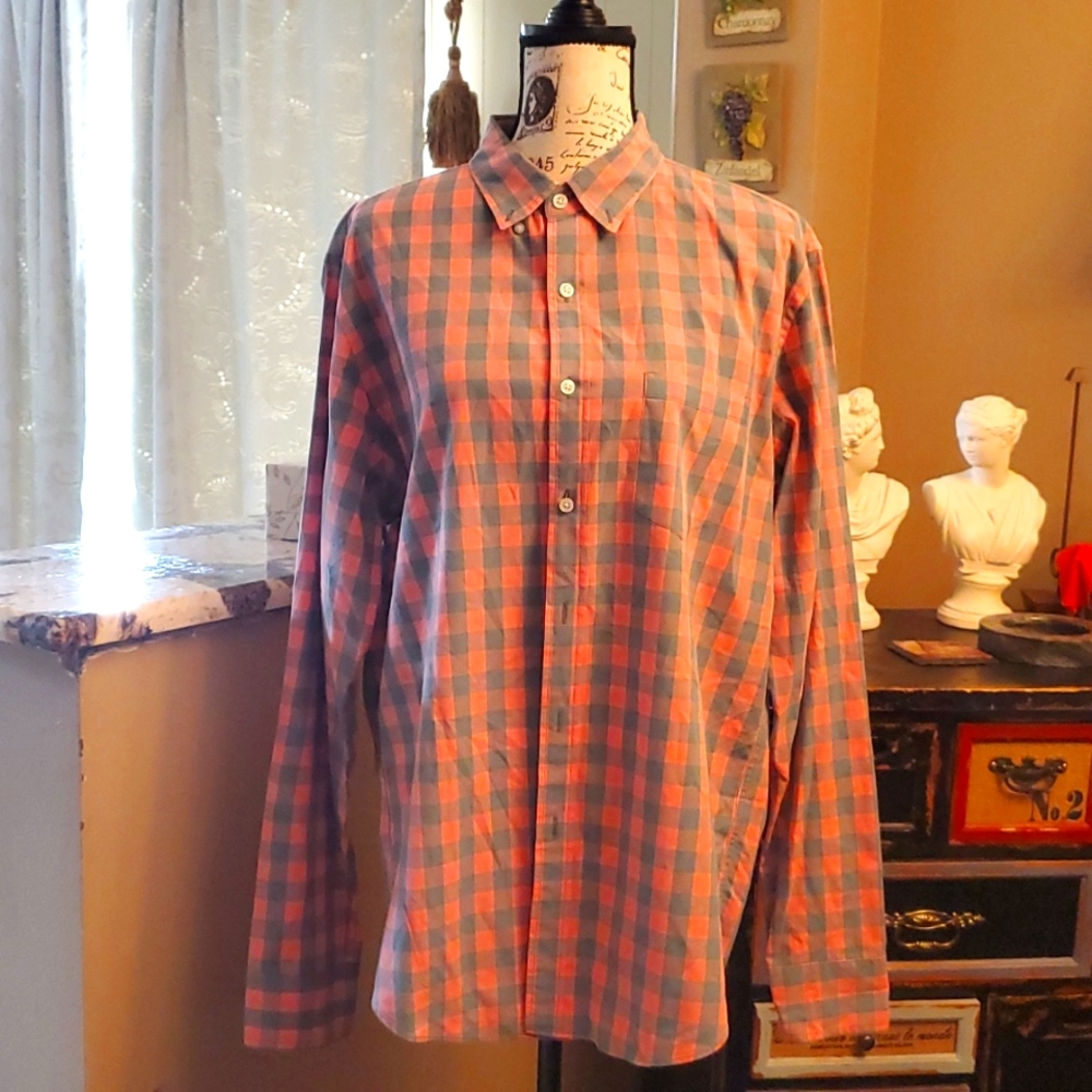 NWOT Mens J Crew pink and gray dress shirt sz large